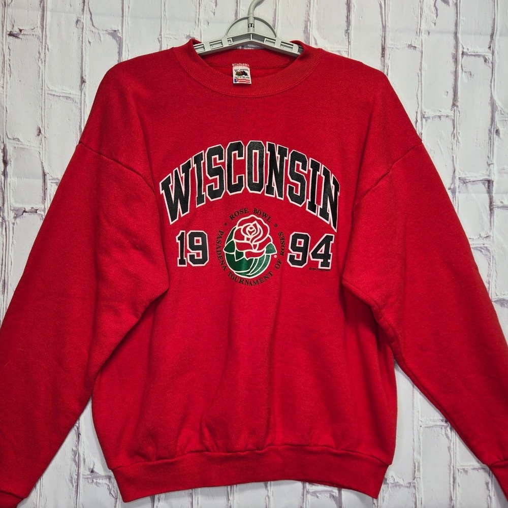 Vintage Wisconsin Badgers 1994 Rose Bowl Fruit of the Loom Sweatshirt Red Men XL